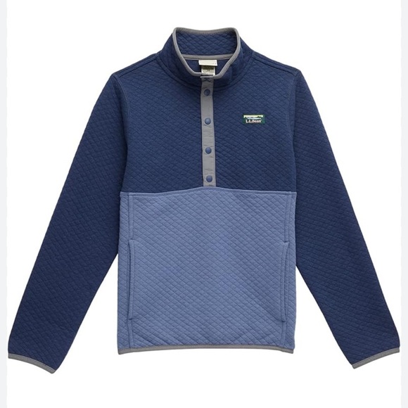 L.L. Bean Quilted 1/4 Snap Pullover Navy - Picture 1 of 9